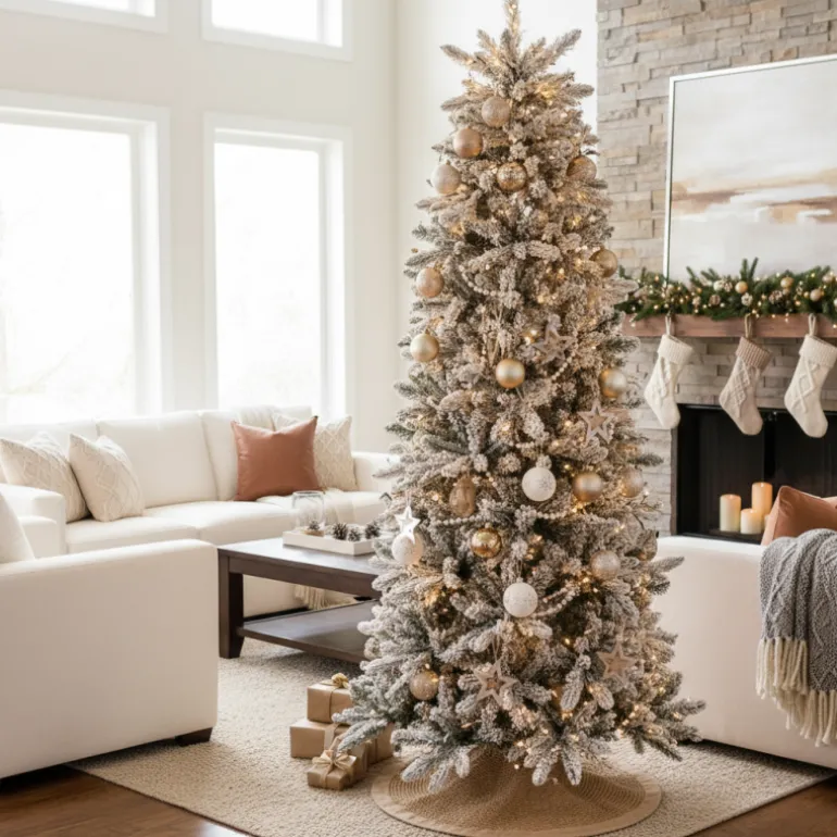 Albero di Natale Russel Innevato h210Ø70cm PE+PVC