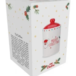 Barattolo di Natale in Ceramica 12x18 cm. Pezzo Singolo