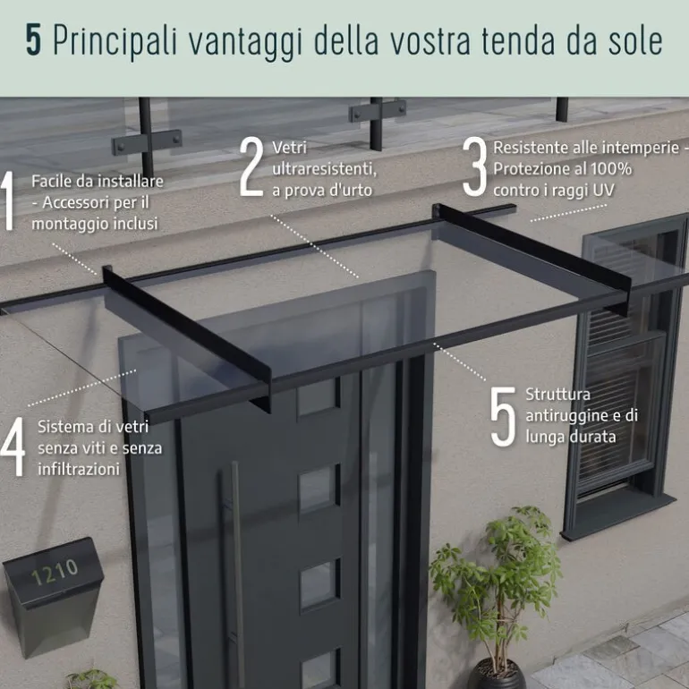 Canopia Amsterdam Pensilina Da Esterno 670X140 cm Trasparente