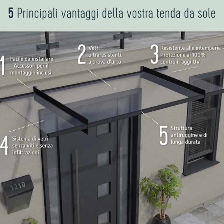 Canopia Amsterdam Pensilina Da Esterno 670X140 cm Trasparente