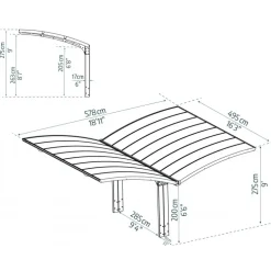 Canopia Arizona Wave Carport Doppio in Alluminio 6 X 5 m