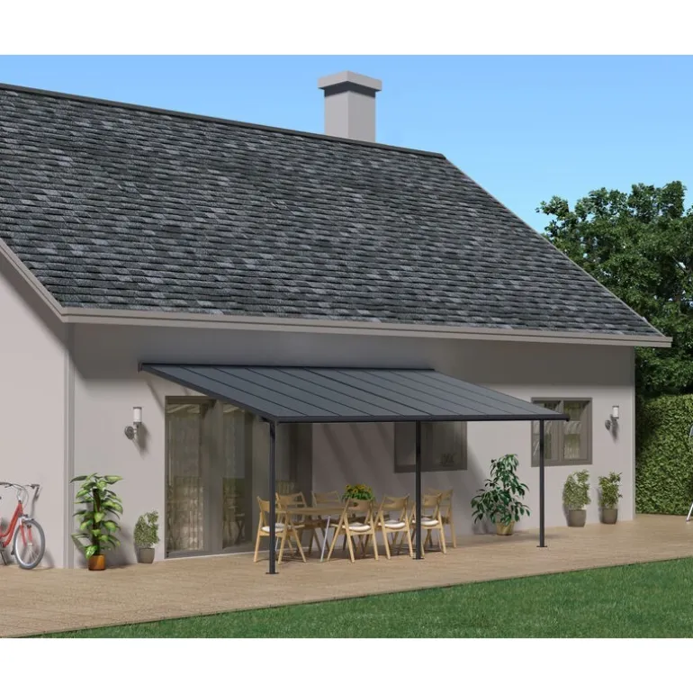 Canopia Capri Pergola Addossata in Alluminio 3X6.2 m Grigio