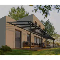 Canopia Feria Pergola Addossata in Alluminio 3X12.7 m Grigio