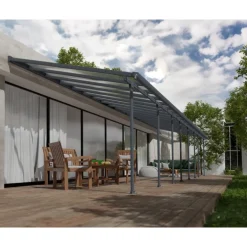 Canopia Feria Pergola Addossata in Alluminio 3X11.56 m Grigio