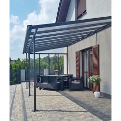 Canopia Feria Pergola Addossata in Alluminio 3X5.5 m Grigio