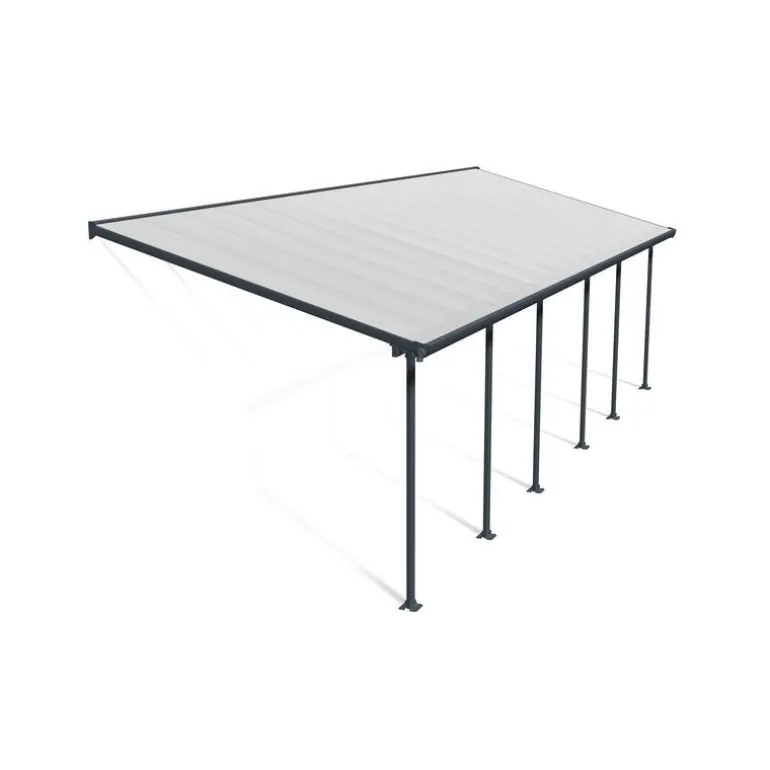 Canopia Feria Pergola Addossata in Alluminio 3X9.2 m Grigio
