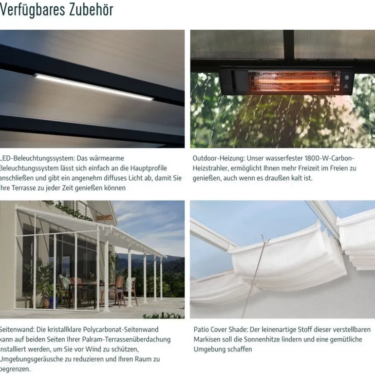 Canopia Feria Pergola Addossata in Alluminio 3X9.2 m Grigio