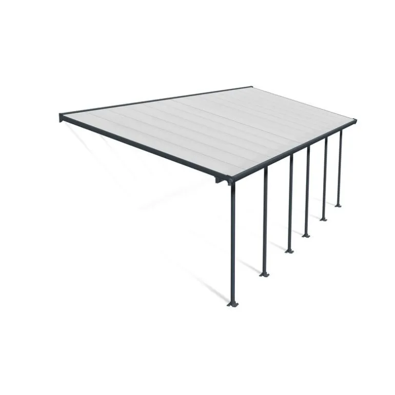 Canopia Feria Pergola Addossata in Alluminio 3X8.5 m Grigio