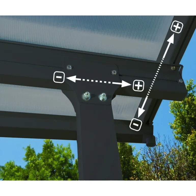 Canopia Feria Pergola Addossata in Alluminio 3X8.5 m Grigio