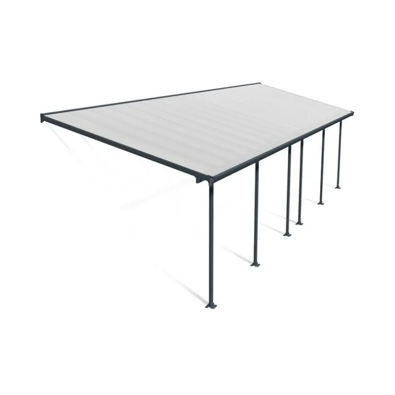 Canopia Feria Pergola Addossata in Alluminio 3X9.7 m Grigio