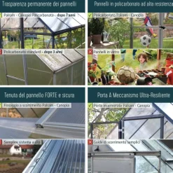 Canopia Harmony Trasparente Serra Da Giardino in Policarbonato 306X185X208 cm Argento