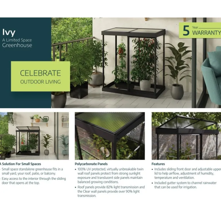 Canopia Ivy Mini Serra Da Giardino in Policarbonato 124X64X150 cm