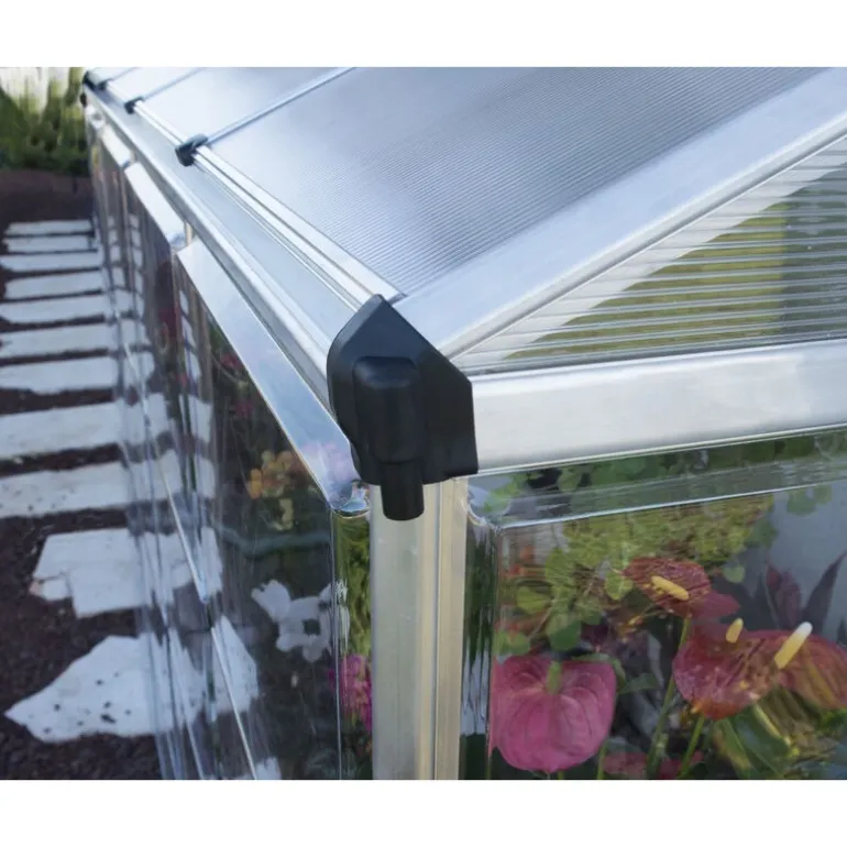 Canopia Lean-To Serra Da Giardino in Policarbonato Argento 244X124X225 cm Ibrida