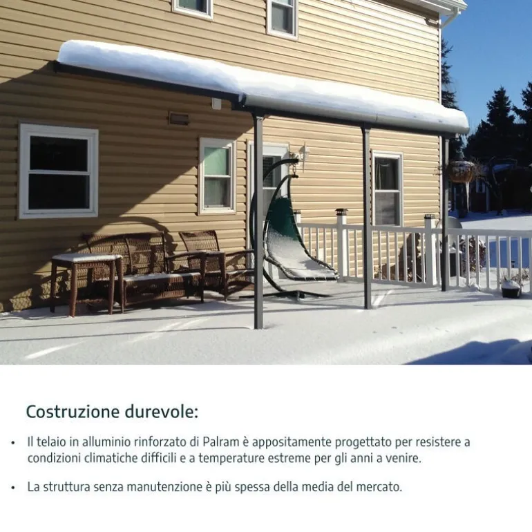 Canopia Olympia Pergola Addossata in Alluminio 3X5.5 m Grigio