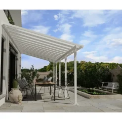 Canopia Olympia Pergola Addossata in Alluminio 3X8.6 m Bianco