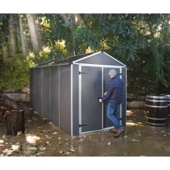 Canopia Rubicon Casetta Da Giardino in Policarbonato Ultra Resistente 378X185X217 cm Grigio Scuro