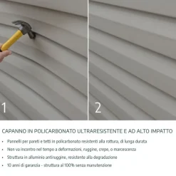 Canopia Rubicon Casetta Da Giardino in Policarbonato Ultra Resistente 229X237X235 cm Grigio Scuro