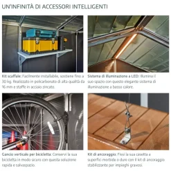 Canopia Rubicon Casetta Da Giardino in Policarbonato Ultra Resistente 377X237X235 cm Grigio Scuro