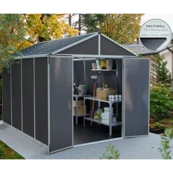 Canopia Rubicon Casetta Da Giardino in Policarbonato Ultra Resistente 303X237X235 cm Grigio Scuro