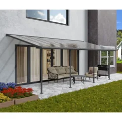 Canopia Sierra Pergola Addossata in Alluminio 3X7.4 m Grigio