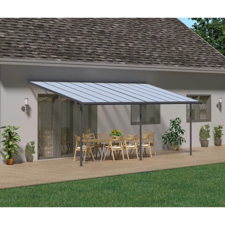 Canopia Sierra Pergola Addossata in Alluminio 3X6.2 m Grigio