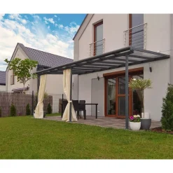 Canopia Sierra Pergola Addossata in Alluminio 3X5.6 m Grigio