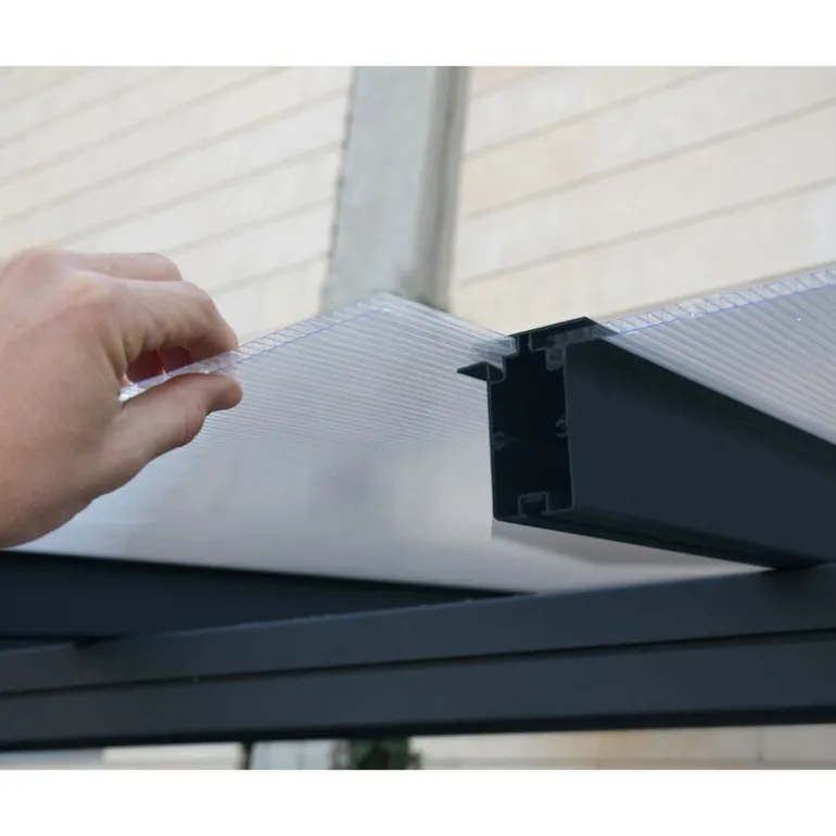 Canopia Sierra Pergola Addossata in Alluminio 3X8.6 m Grigio