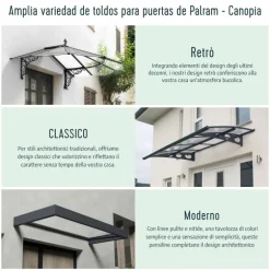 Canopia Sophia Pensilina Da Esterno 215X95 cm - Struttura Bianca Pannelli Opal Bianco