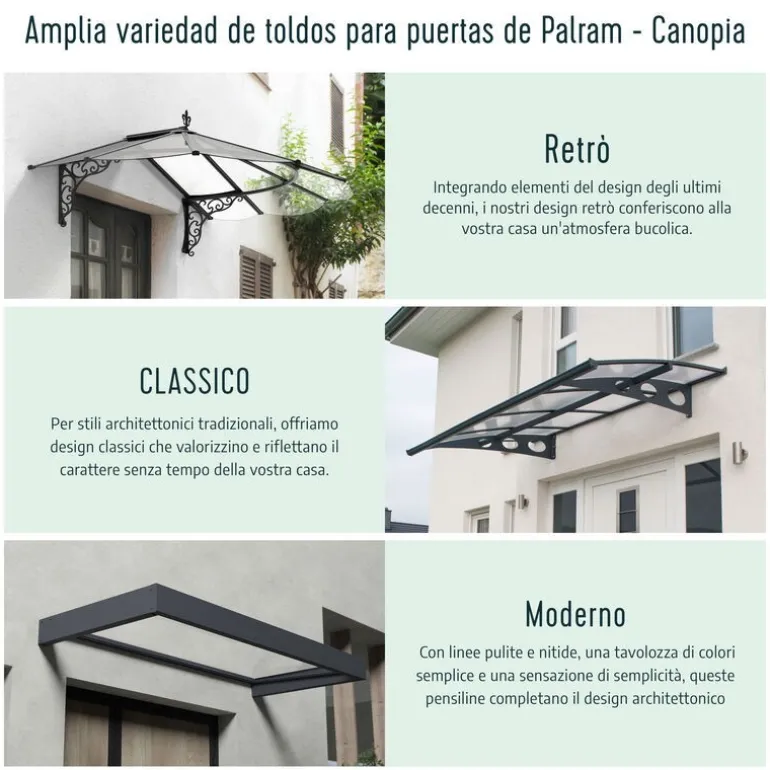 Canopia Sophia Pensilina Da Esterno 215X95 cm - Struttura Grigia Pannelli Opal Bianco