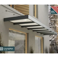 Canopia Sophia XL Pensilina Da Esterno 660X140 cm - Struttura Grigia Pannelli Opal Bianco