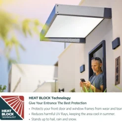 Canopia Sophia XL Pensilina Da Esterno 660X140 cm - Struttura Grigia Pannelli Opal Bianco