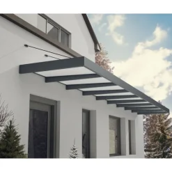 Canopia Sophia XL Pensilina Da Esterno 850X140 cm - Struttura Grigia Pannelli Opal Bianco