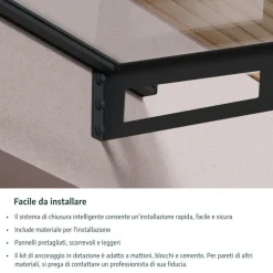 Canopia Sophia XL Pensilina Da Esterno 660X140X67 cm - Struttura Grigia Pannello Trasparente