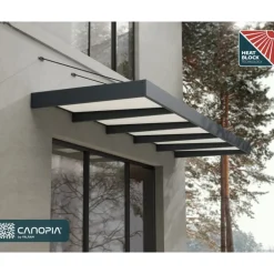 Canopia Sophia XL Pensilina Da Esterno 470X140 cm - Struttura Grigia Pannelli Opal Bianco