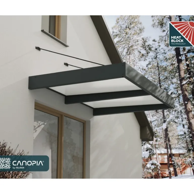 Canopia Sophia XL Pensilina Da Esterno 190X140 cm - Struttura Grigia Pannelli Opal Bianco