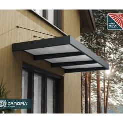 Canopia Sophia XL Pensilina Da Esterno 290X140 cm - Struttura Grigia Pannelli Opal Bianco