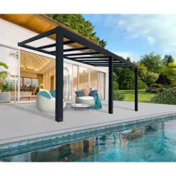 Canopia Stockholm Pergola Addossata in Alluminio di Premium 3.4X6 m Trasparente