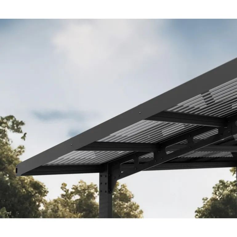 Canopia Sydney Carport Doppio Tetto Spiovente in Alluminio 6 X 6 m Nero