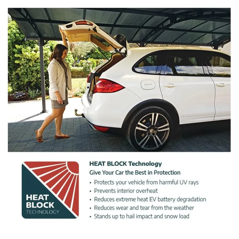 Canopia Sydney Carport Doppio Tetto Spiovente in Alluminio 6 X 6 m Nero