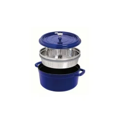 Cocotte con Cestello 26 cm Blu Scura in Ghisa