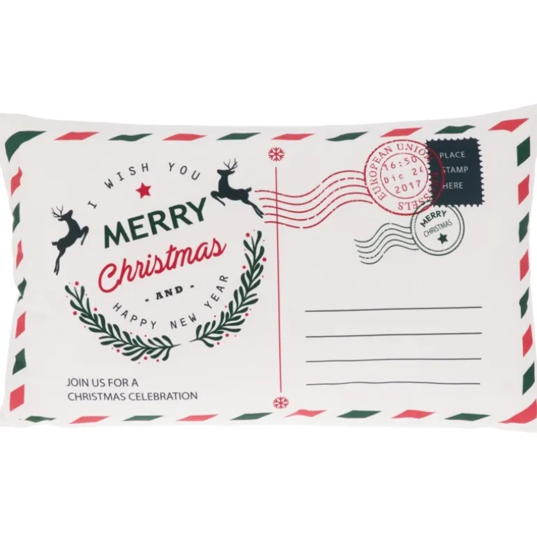 Cuscino Decorativo Cartoline Natale 50x30 Cm. Pezzo Singolo