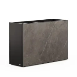 Fioriera Alta Herstera DECO PLANTER DIVIDER 40 in Metallo colore Nero e Pannello Effetto Marmo 120x40x80 cm