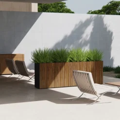 Fioriera Alta Herstera DECO PLANTER DIVIDER 40 in Metallo colore Nero e Legno 100x40x80 cm