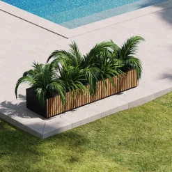 Fioriera Bassa Herstera PLANTER WOOD XIC 150 in Metallo colore Antracite 150x40x25cm