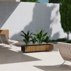 Fioriera Bassa Herstera PLANTER WOOD XIC 150 in Metallo colore Antracite 150x40x25cm