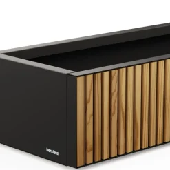 Fioriera Bassa Herstera PLANTER WOOD XIC 100 in Metallo colore Antracite 100x40x25cm