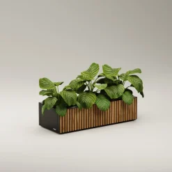 Fioriera Bassa Herstera PLANTER WOOD XIC 100 in Metallo colore Antracite 100x40x25cm
