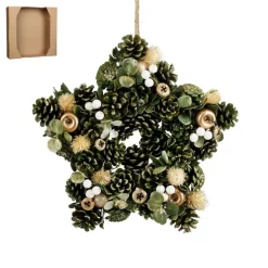 Ghirlanda Addobbata a Forma di Stella Color Verde 34 cm