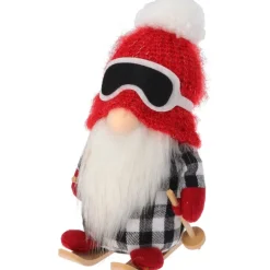 Gnomo Sciatore in Tessuto con Led 20 cm. Pezzo Singolo