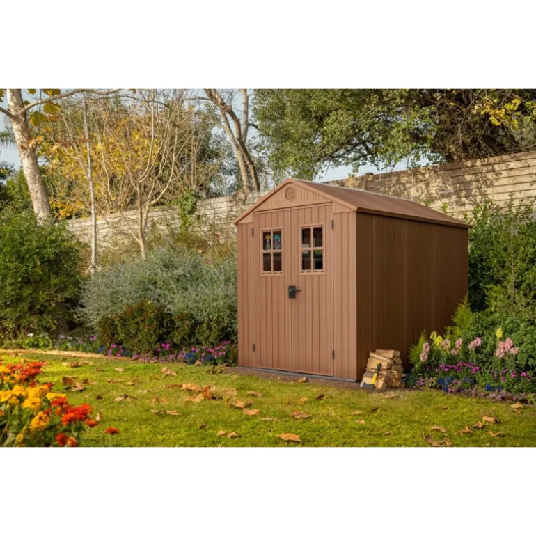 Keter Casetta da Giardino in Resina DARWIN 6x8 Wood con Finestre Frontali